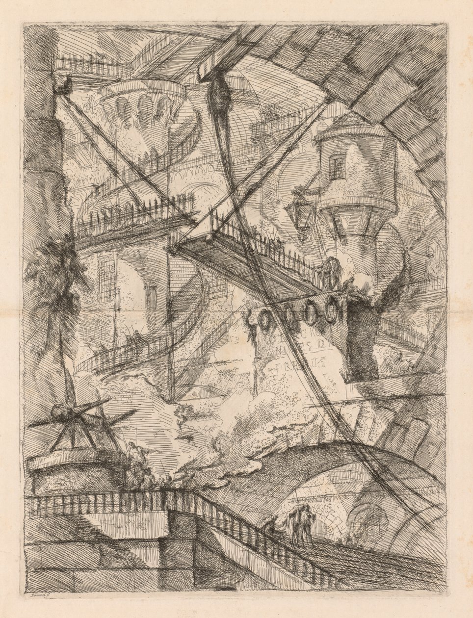 De Gevangenissen: Een Enorme Interieur met een Ophaalbrug, 1745-1750 door Giovanni Battista Piranesi