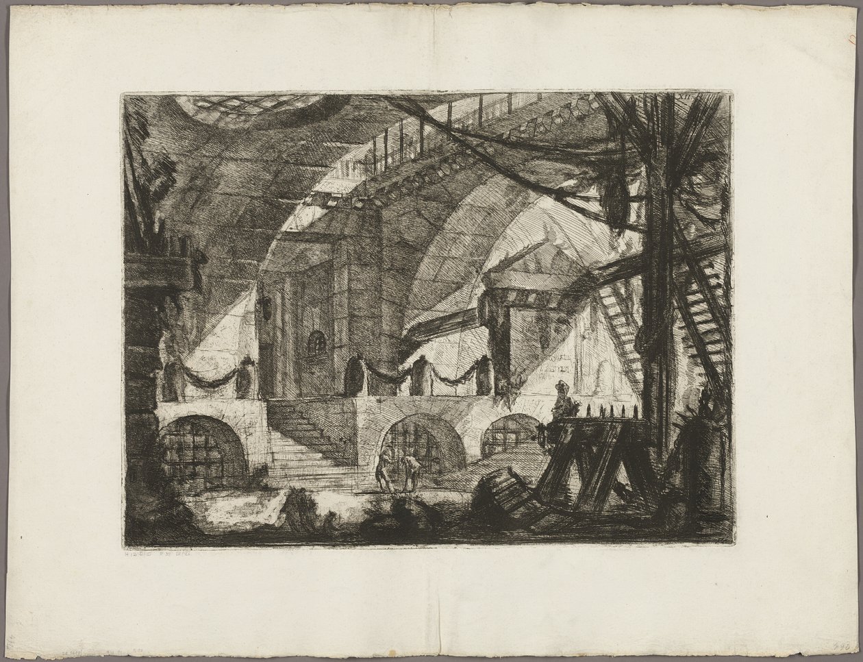 De Zaagbok, plaat 12 uit Imaginaire Gevangenissen door Giovanni Battista Piranesi