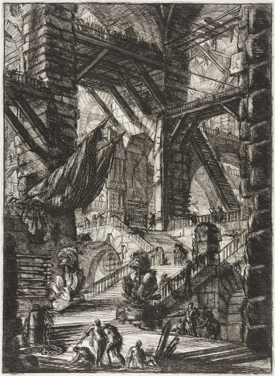 De trap met trofeeën door Giovanni Battista Piranesi