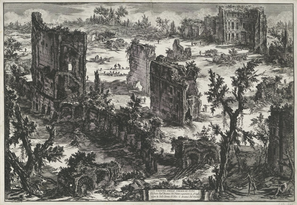 Thermen van Trajanus te Rome (Gezichten op Rome) door Giovanni Battista Piranesi
