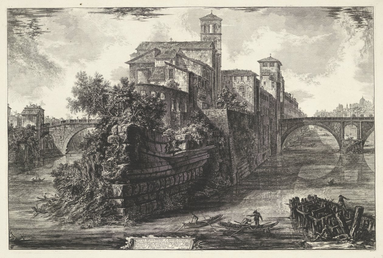 Tibereiland te Rome Gezichten op Rome door Giovanni Battista Piranesi