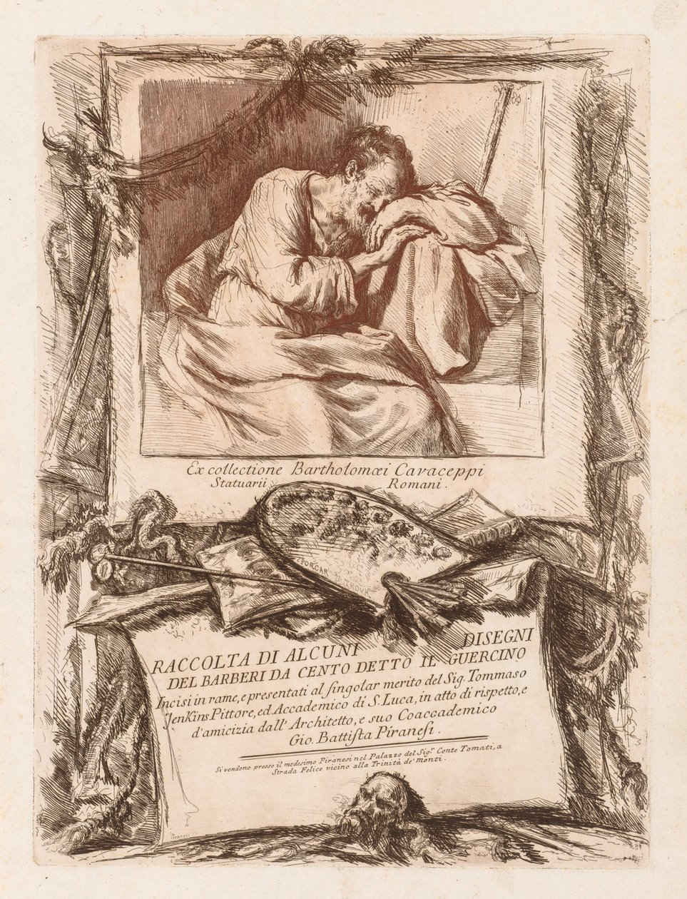 Titelpagina van Raccolta di alcuni disegni del Barberi da Cento Ietto il Gerucino door Giovanni Battista Piranesi