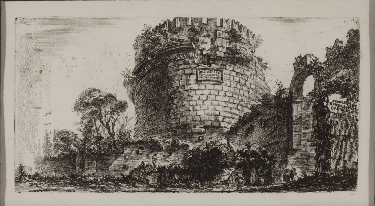 Graf van Caecilia Metella genaamd Capo di Bove, of Ossenhoofd door Giovanni Battista Piranesi