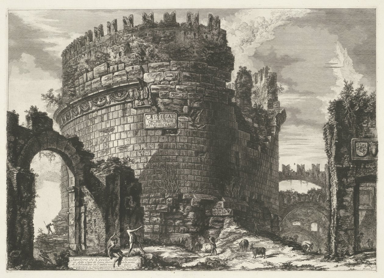 Tombe van Caecilia Metella te Rome door Giovanni Battista Piranesi
