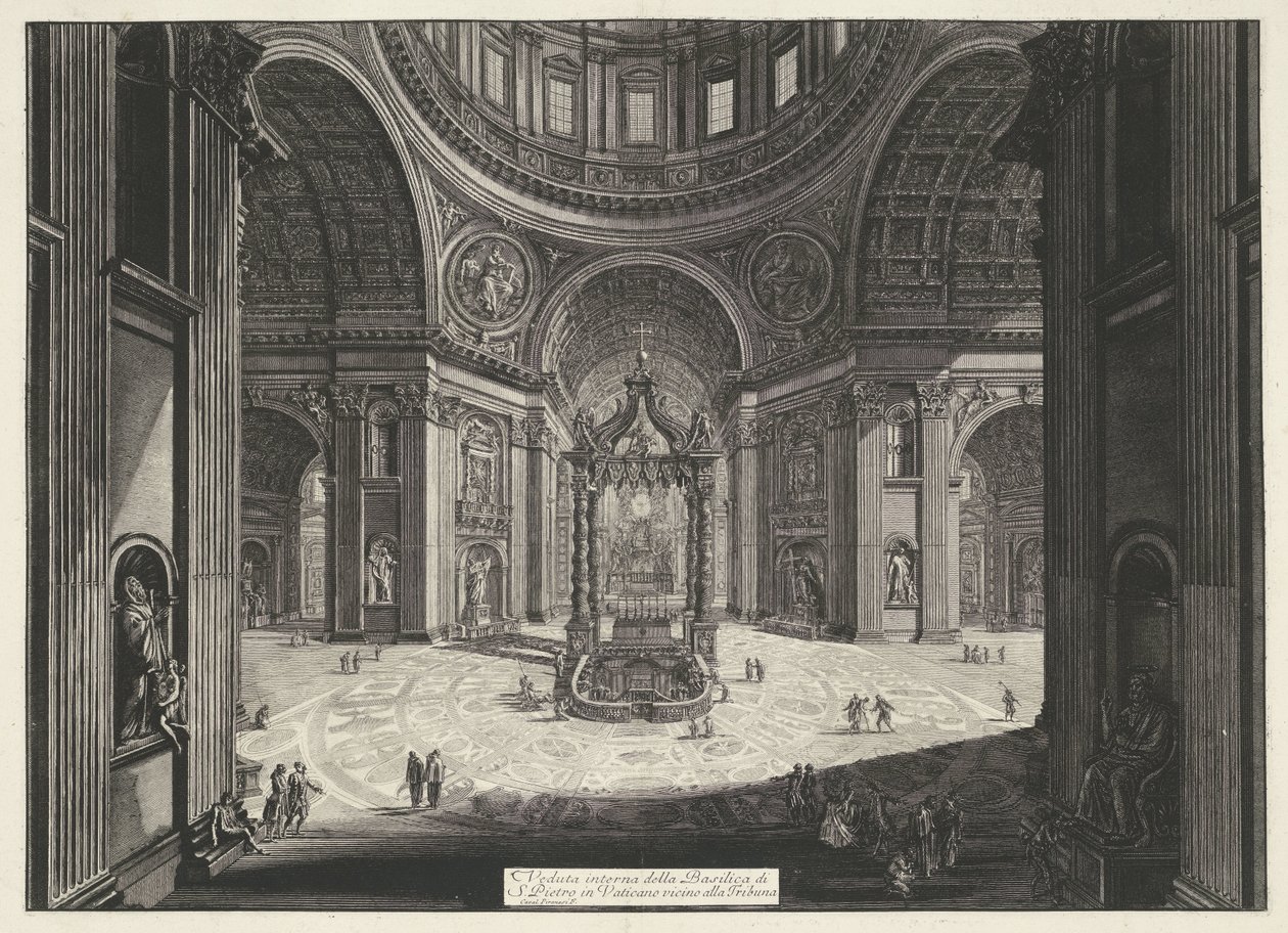 Transept van de Sint-Pietersbasiliek te Vaticaanstad door Giovanni Battista Piranesi