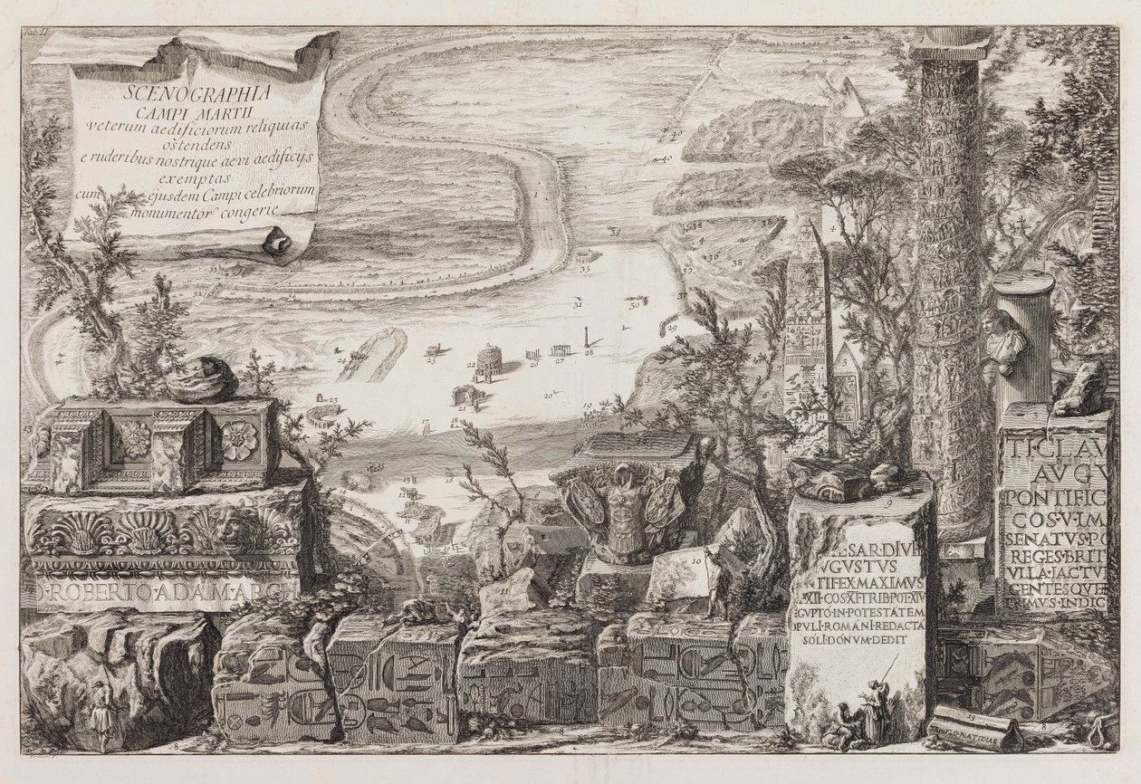 Uitzicht over het Marsveld door Giovanni Battista Piranesi