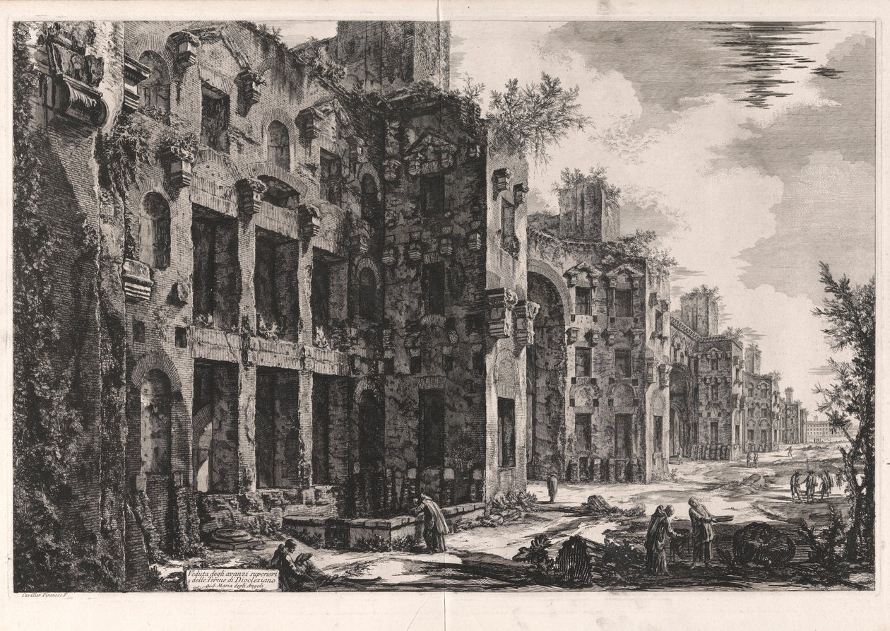 Uitzicht op de Bovenste Overblijfselen van de Baden van Diocletianus bij Santa Maria degli Angeli [interieur van het Frigidarium: zuidmuur], uit Vedute di Roma (Gezichten van Rome) door Giovanni Battista Piranesi