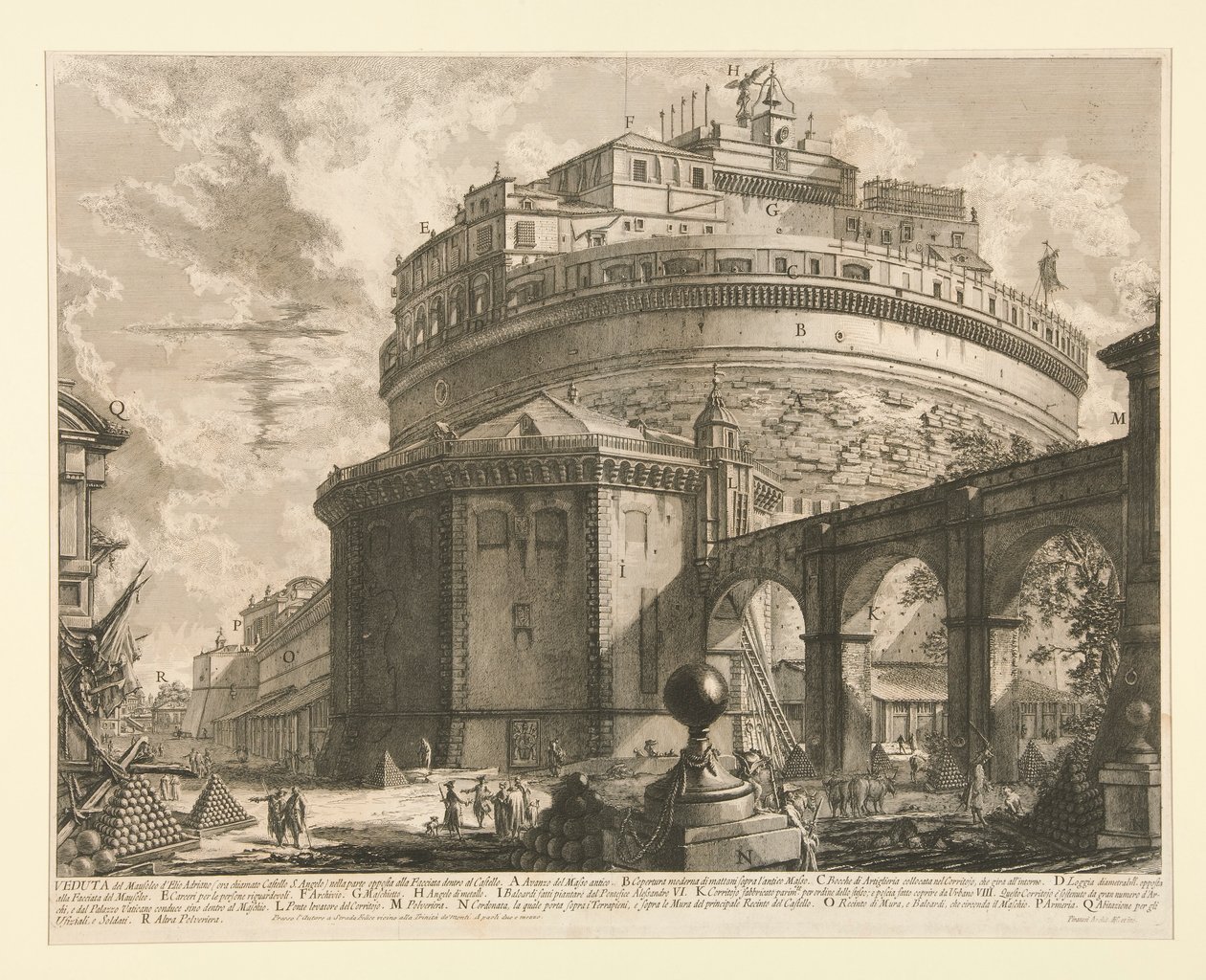 Gezicht op het Mausoleum door Giovanni Battista Piranesi