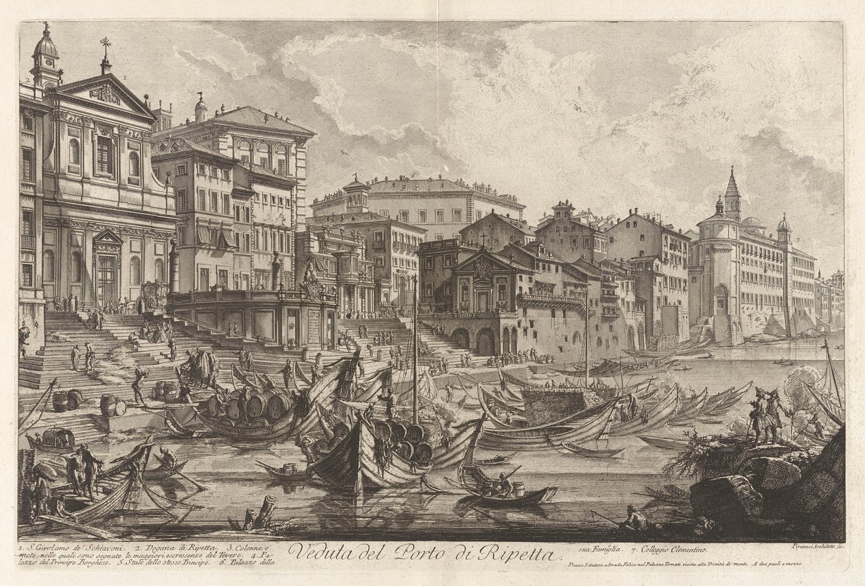 Veduta del Porto di Ripetta, uit Vedute di Roma door Giovanni Battista Piranesi