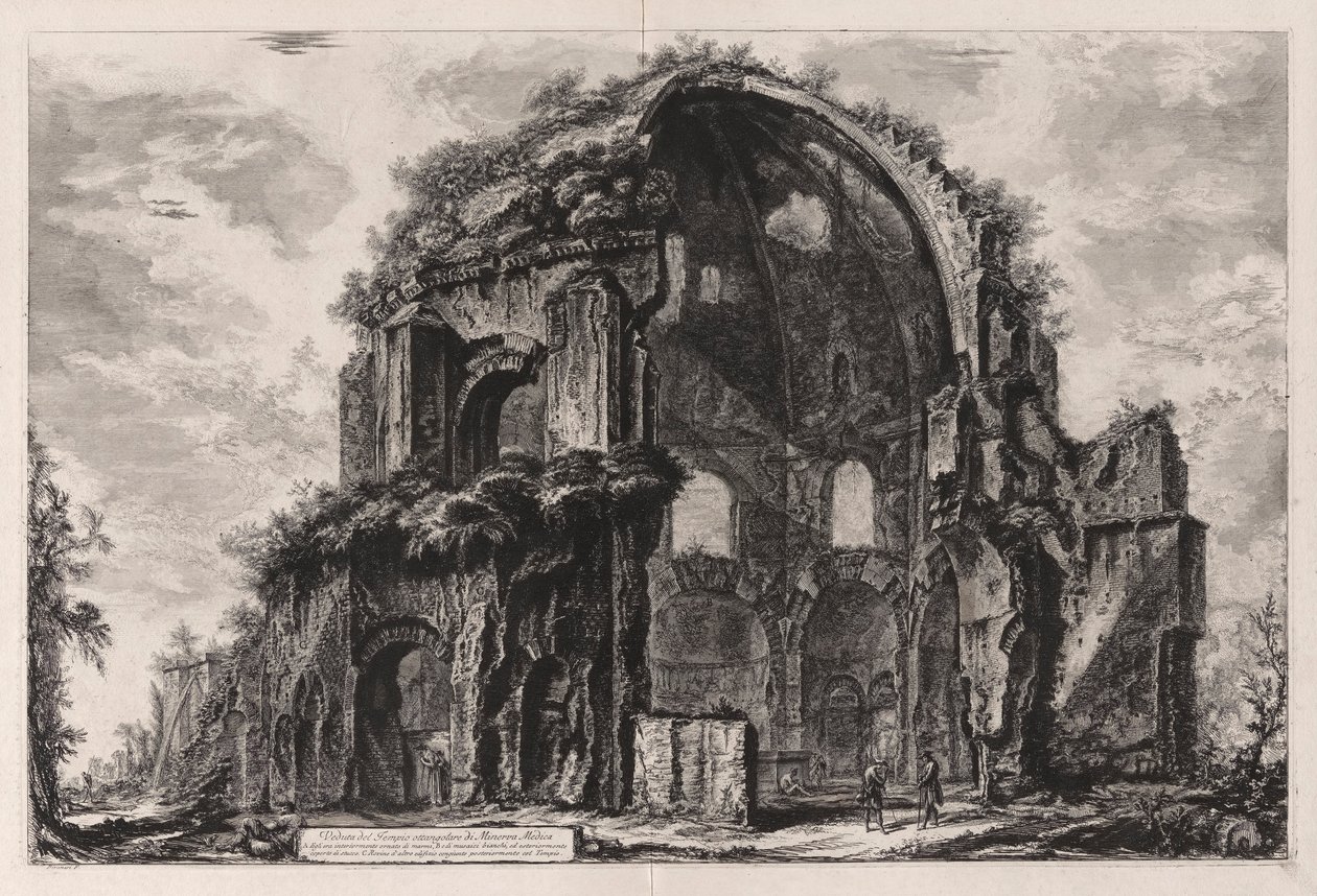 Veduta del Tempio ottangolare di Minerva Medica (Uitzicht op de achthoekige tempel van Minerva Medica [nu beschouwd als een nymphaeum in de Horti Liciniani of tuinen van Licinius]), uit Vedute di Roma (Uitzichten van Rome) door Giovanni Battista Piranesi