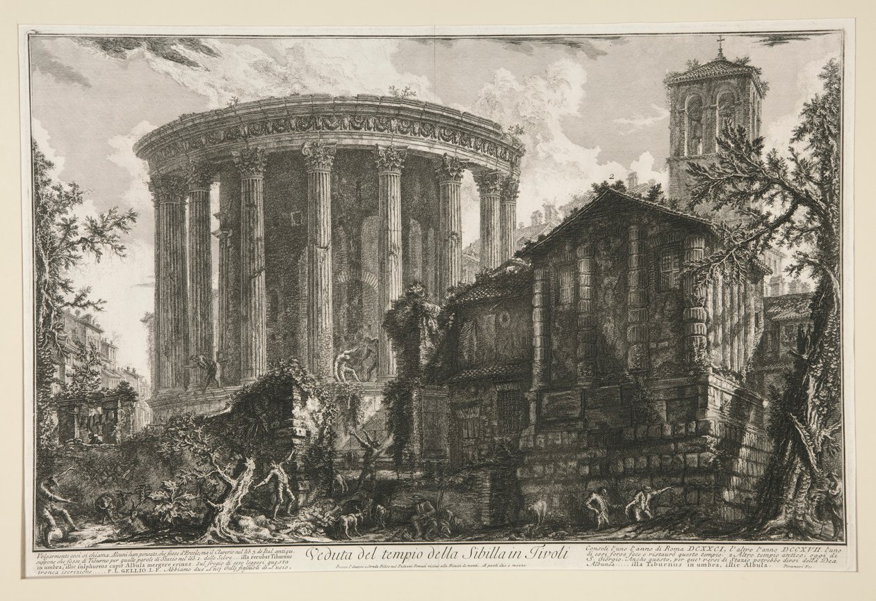 Veduta del tempio della Sibilla in Tivoli, uit Vedute di Roma door Giovanni Battista Piranesi