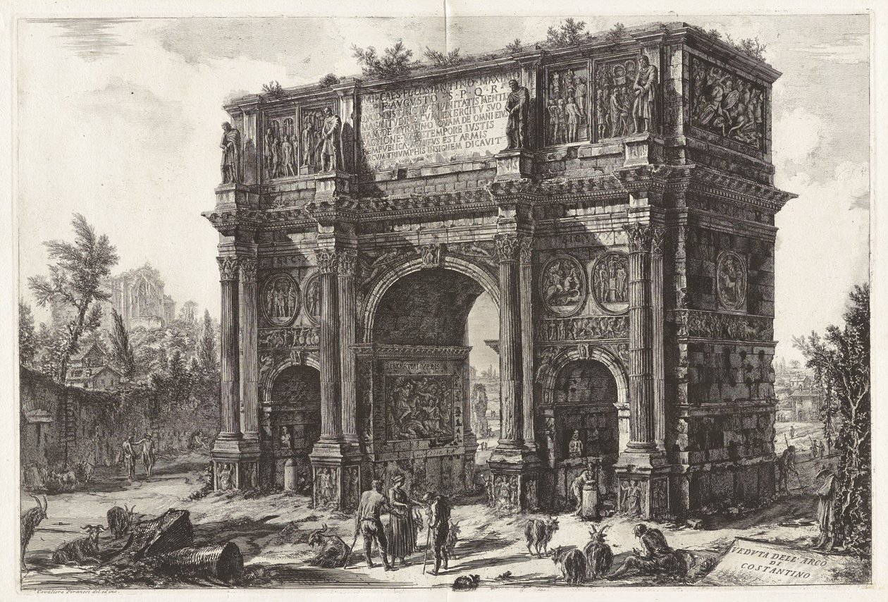 Gezicht op de Boog van Constantijn, uit Gezichten van Rome door Giovanni Battista Piranesi
