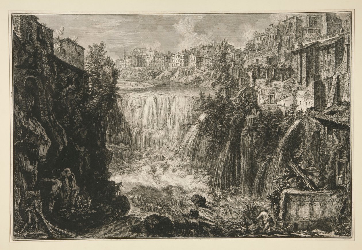 Veduta della Cascata di Tivoli, uit Vedute di Roma door Giovanni Battista Piranesi