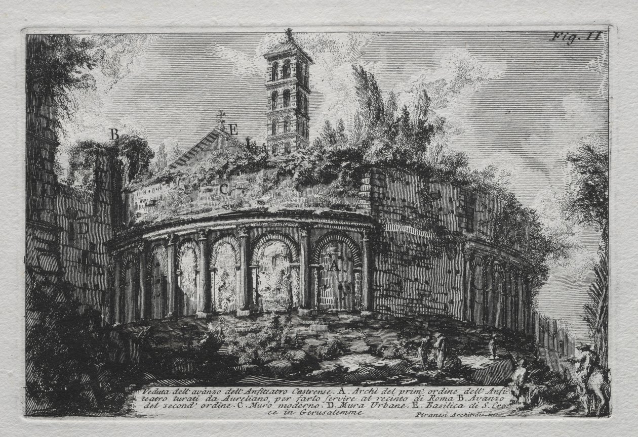 Veduta dellavanzo dellAnfiteatro Castranse door Giovanni Battista Piranesi