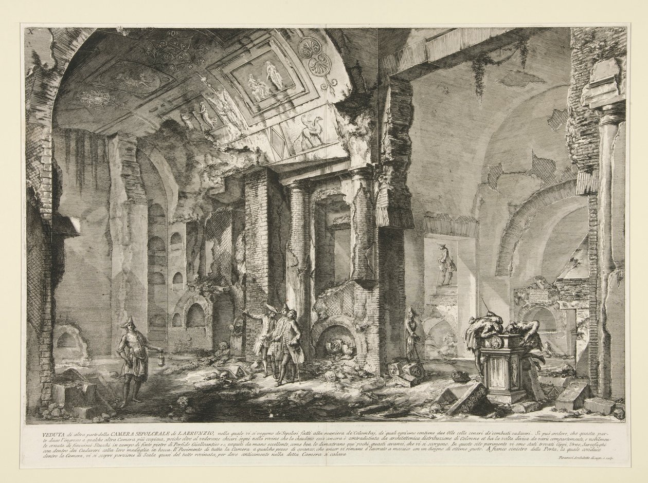 Veduta di altra parte della Camera Sepolcrale di L. Arrunzio (Uitzicht op een ander deel van de grafkamer van L. Arruntius), uit Le Antichità Romane door Giovanni Battista Piranesi