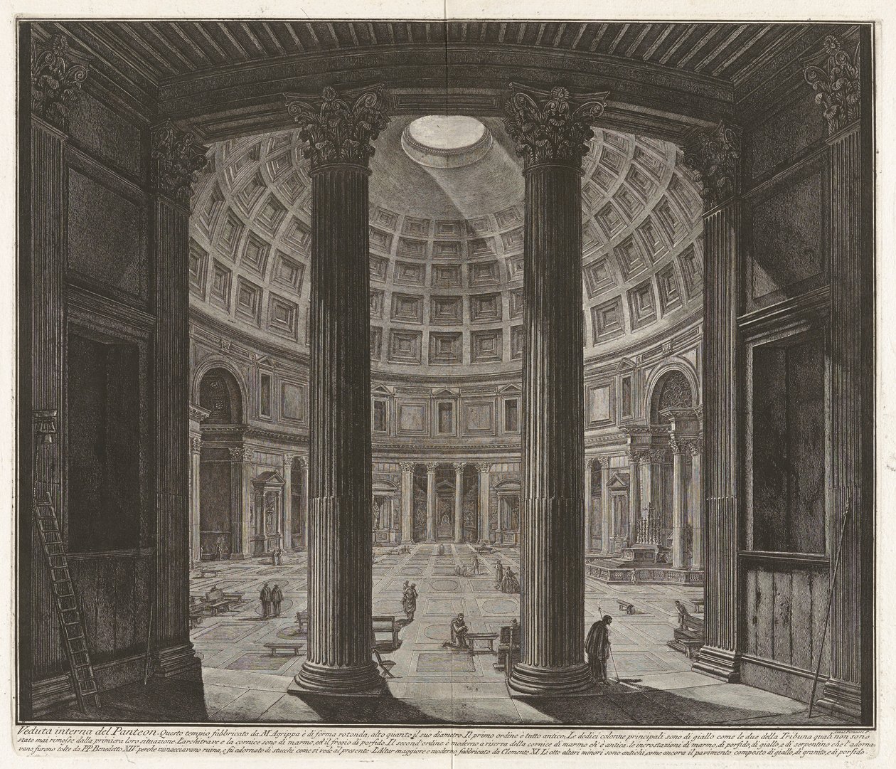 Interieurzicht van het Pantheon door Giovanni Battista Piranesi