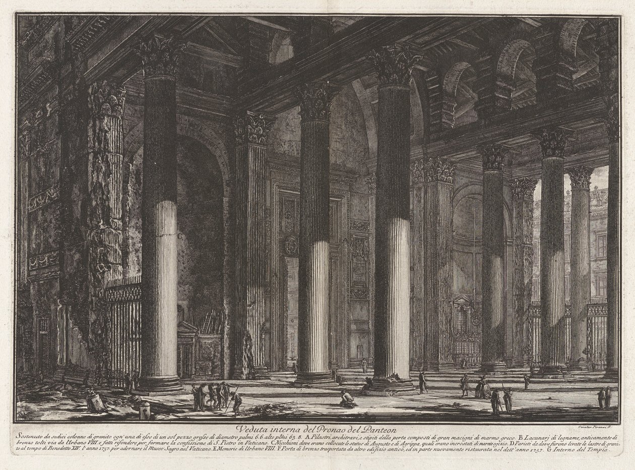Veduta interna del Pronao del Panteon door Giovanni Battista Piranesi