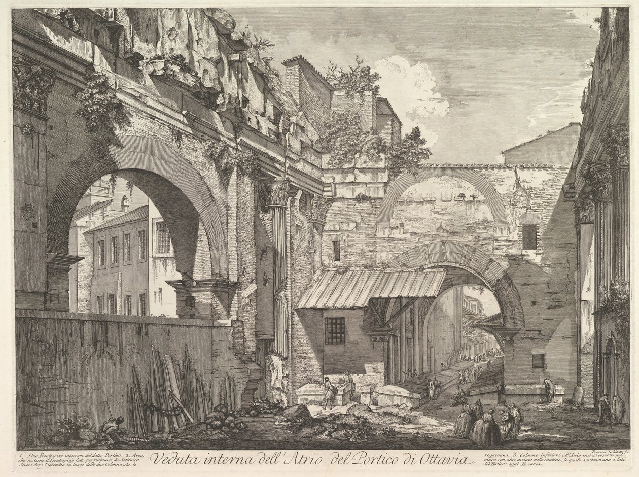 Interne Weergave van het Atrium van de Portico di Ottavia, 1760 door Giovanni Battista Piranesi