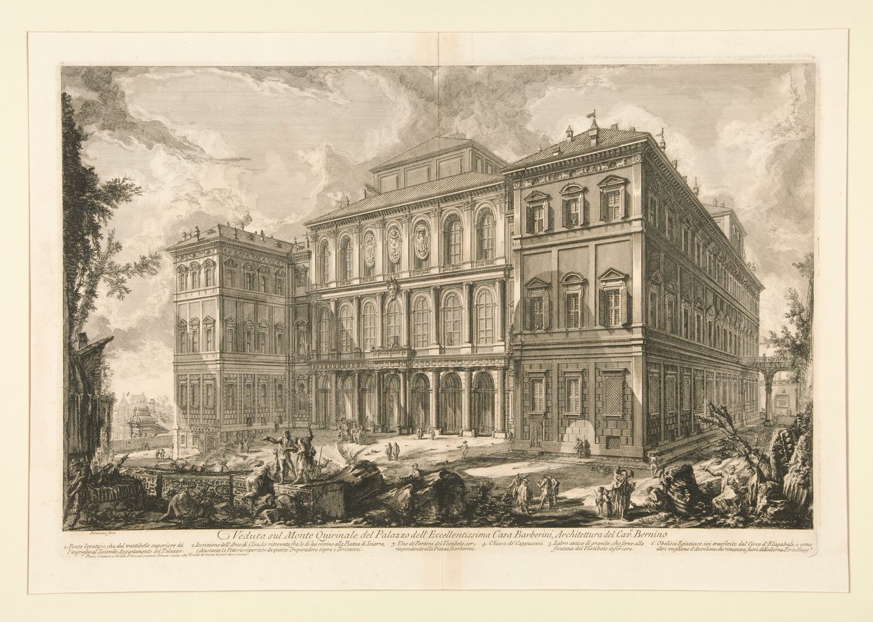 Veduta sul Monte Quirinale del Palazzo dell door Giovanni Battista Piranesi