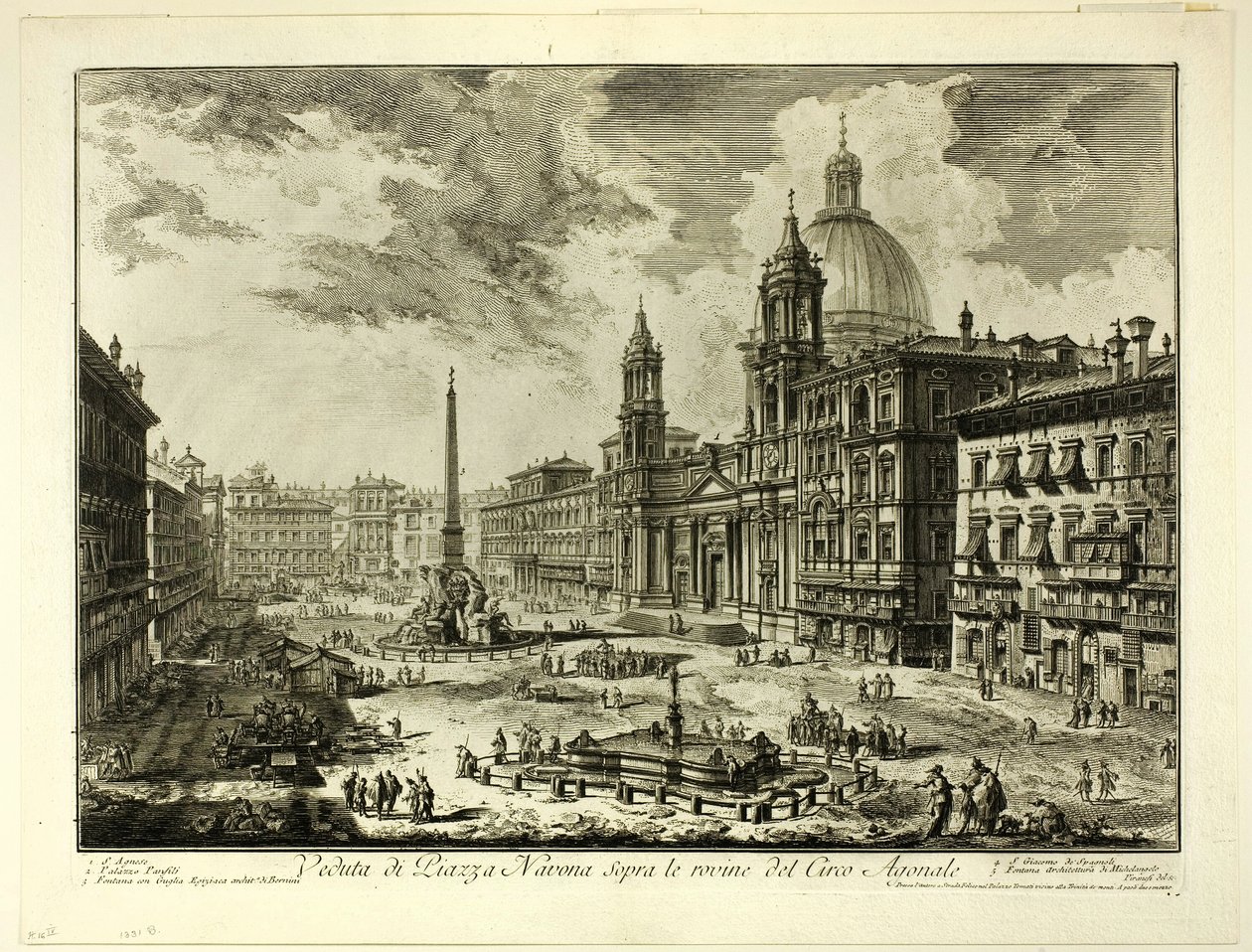 Gezicht op Piazza Navona boven de ruïnes van het Circus van Domitianus, uit Views of Rome door Giovanni Battista Piranesi