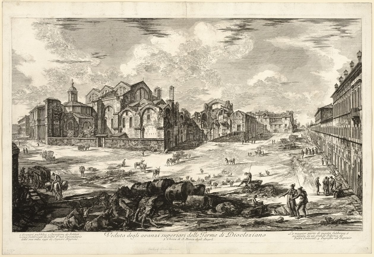 Zicht op de Zichtbare Resten van de Baden van Diocletianus, uit Zichten van Rome door Giovanni Battista Piranesi