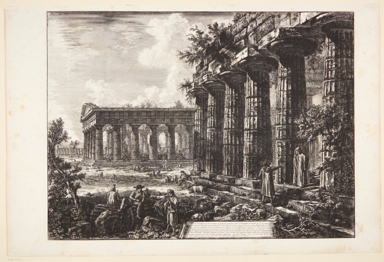 Aanzicht van enkele zuilen van de gevel tegenover die op de voorgaande plaat door Giovanni Battista Piranesi