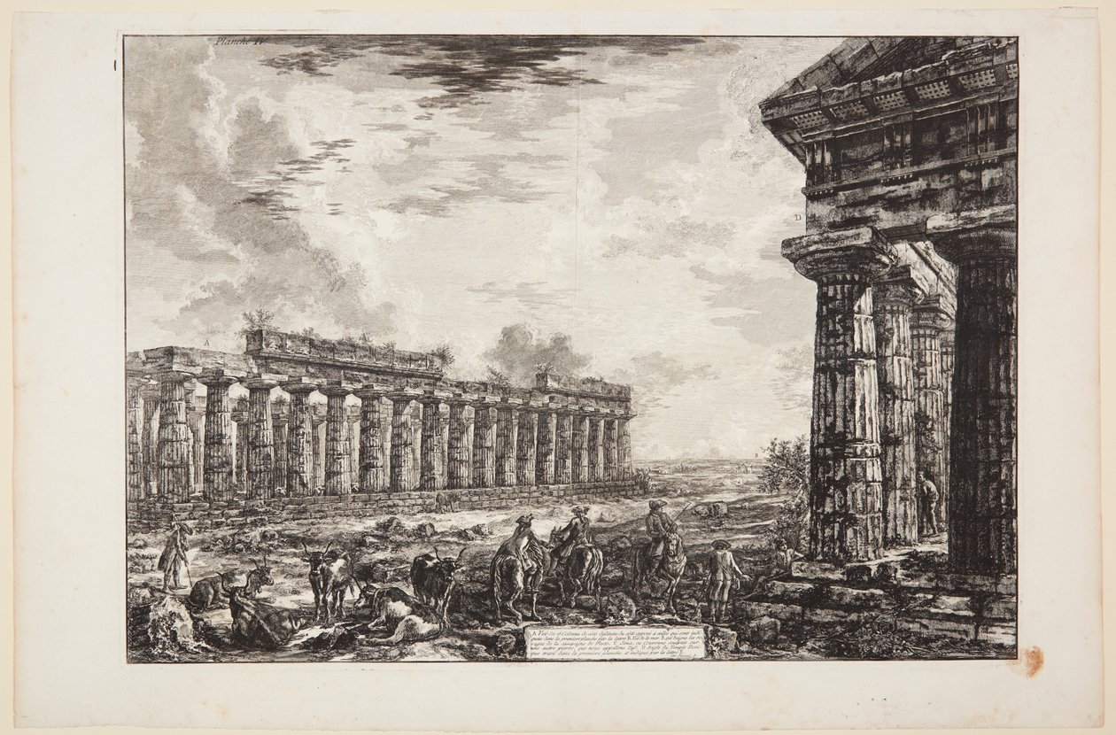 Aanzicht van de 18 zijkolommen, getekend vanaf de zijde tegenover die welke op de eerste plaat is afgebeeld [...] door Giovanni Battista Piranesi