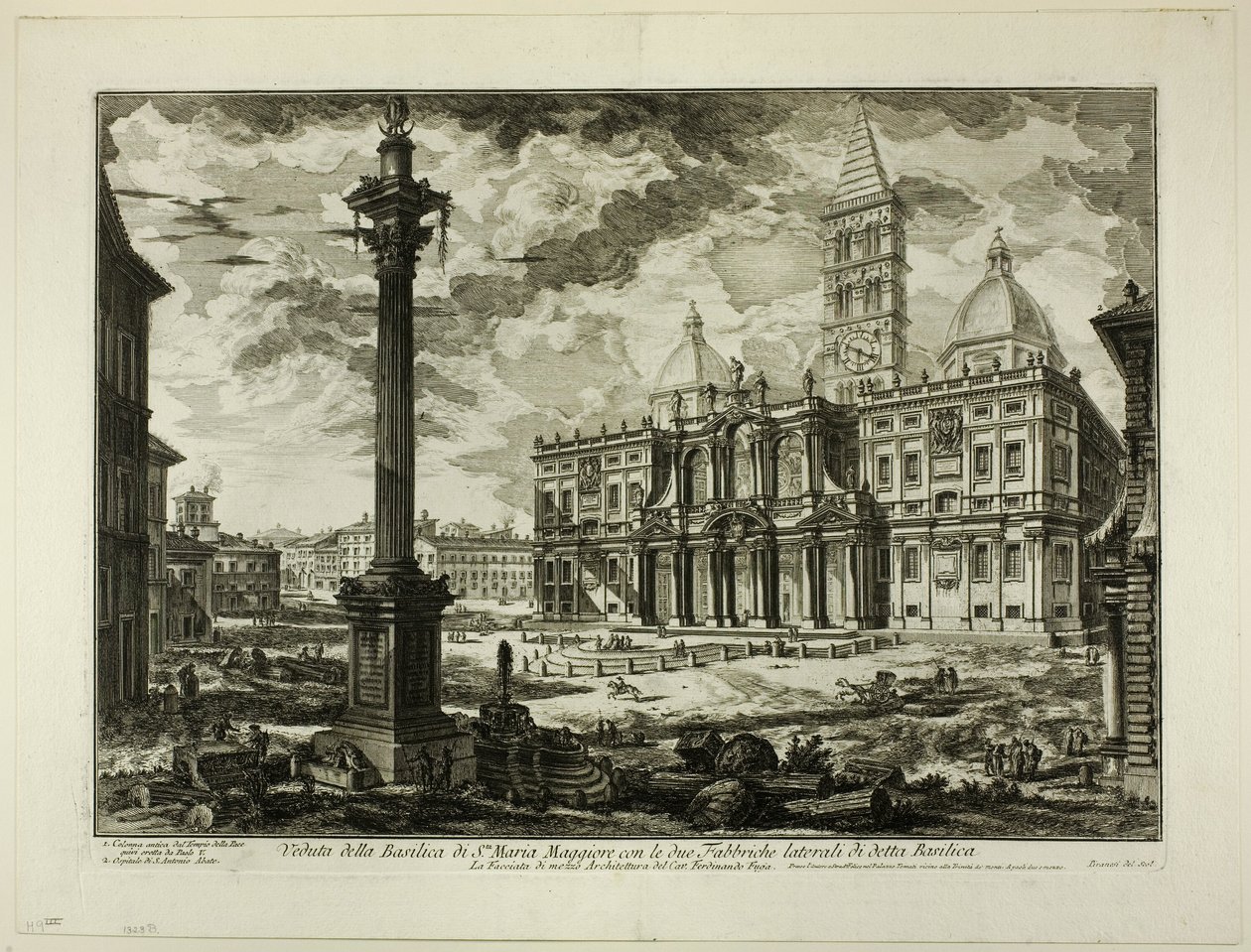 Uitzicht op de Basiliek van S. Maria Maggiore met zijn twee zijvleugels, uit Zichten van Rome door Giovanni Battista Piranesi