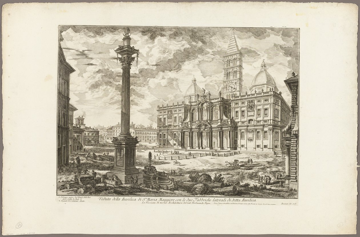 Zicht op de Basiliek van S. Maria Maggiore met zijn Twee Flankerende Vleugels, uit Zichten van Rome door Giovanni Battista Piranesi