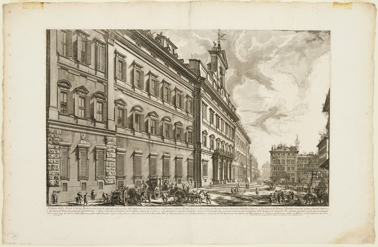 Zicht op het Palazzo di Montecitorio, uit Zichten van Rome door Giovanni Battista Piranesi