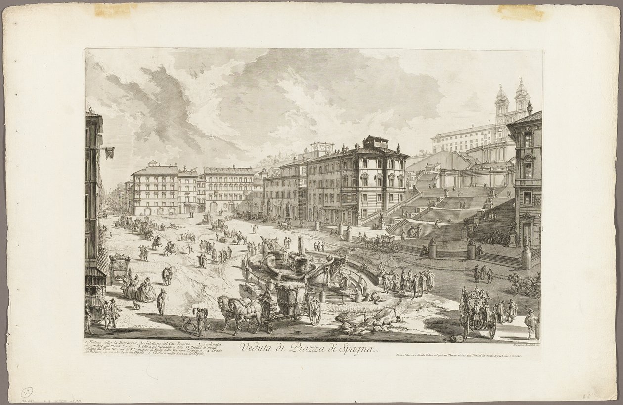 Uitzicht op de Piazza di Spagna, uit Zichten op Rome door Giovanni Battista Piranesi