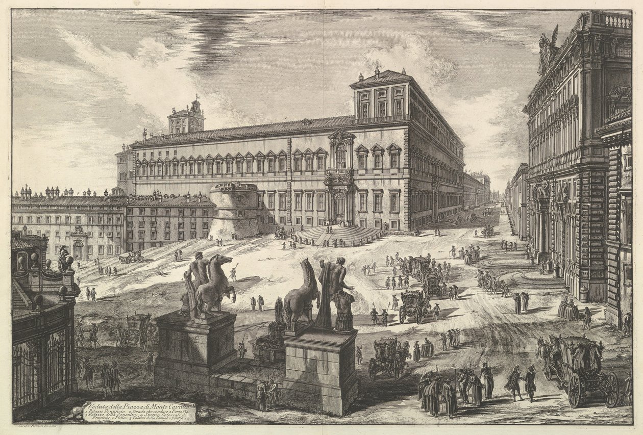 Uitzicht op de Piazza di Monte Cavallo, uit Vedute di Roma, ca. 1773 door Giovanni Battista Piranesi