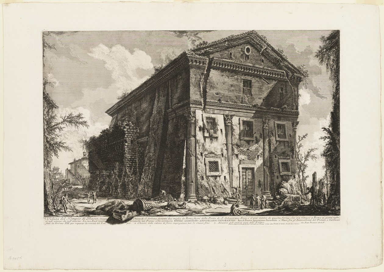 Uitzicht op de Tempel van Bacchus, nu de kerk van S. Urbano, twee mijl van Rome, voorbij de Porta S. Sebastiano, uit Zichten van Rome door Giovanni Battista Piranesi