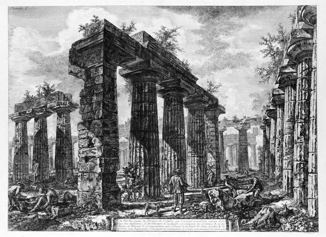 Uitzicht op de tempels van Paestum door Giovanni Battista Piranesi