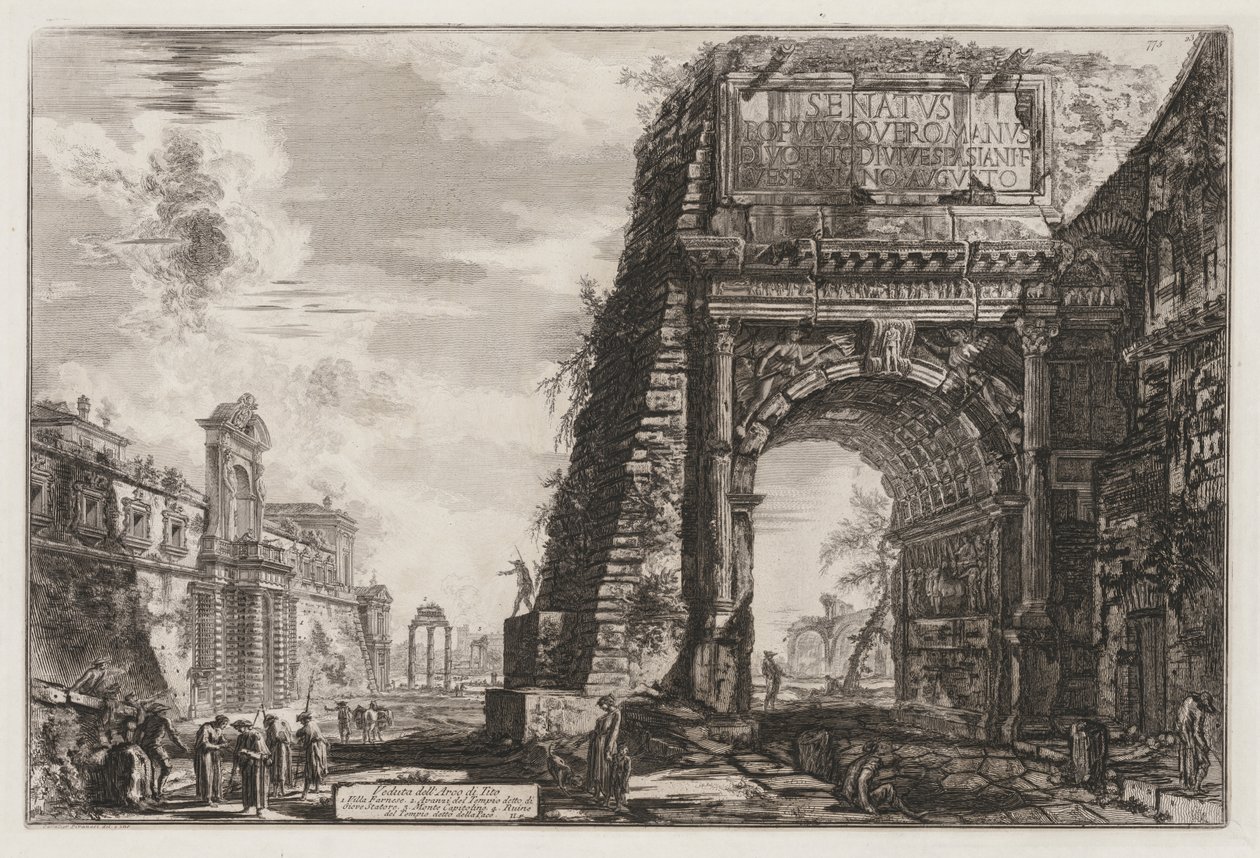 Gezichten op Rome: De Boog van Titus door Giovanni Battista Piranesi
