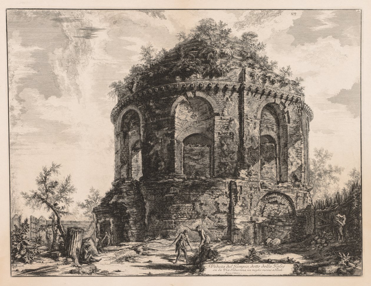 Gezichten van Rome: De zogenaamde Tempio della Tosse, nabij Tivoli, 1763 door Giovanni Battista Piranesi