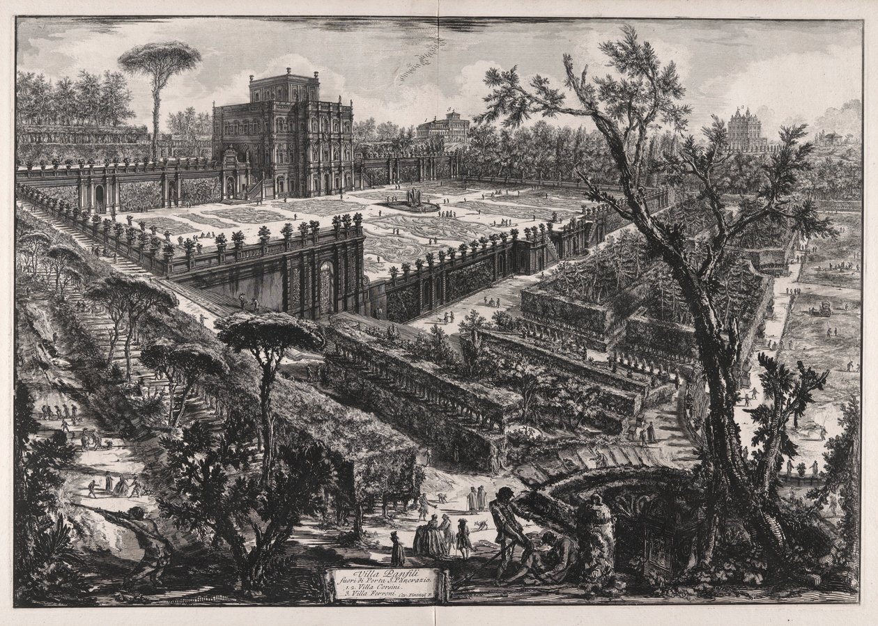 Villa Pamphilj buiten de Porta San Pancrazio, uit Vedute di Roma door Giovanni Battista Piranesi