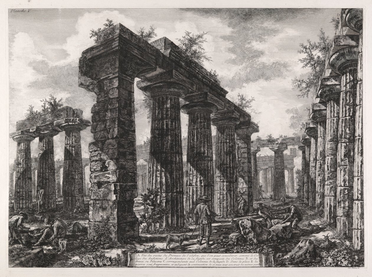 Uitzicht op de Resten van de Pronaos van de door Giovanni Battista Piranesi
