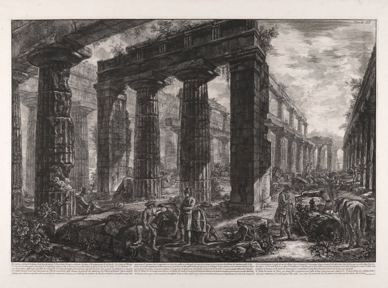 Interieur van de Tempel van Neptunus beschreven in plaat X door Giovanni Battista Piranesi