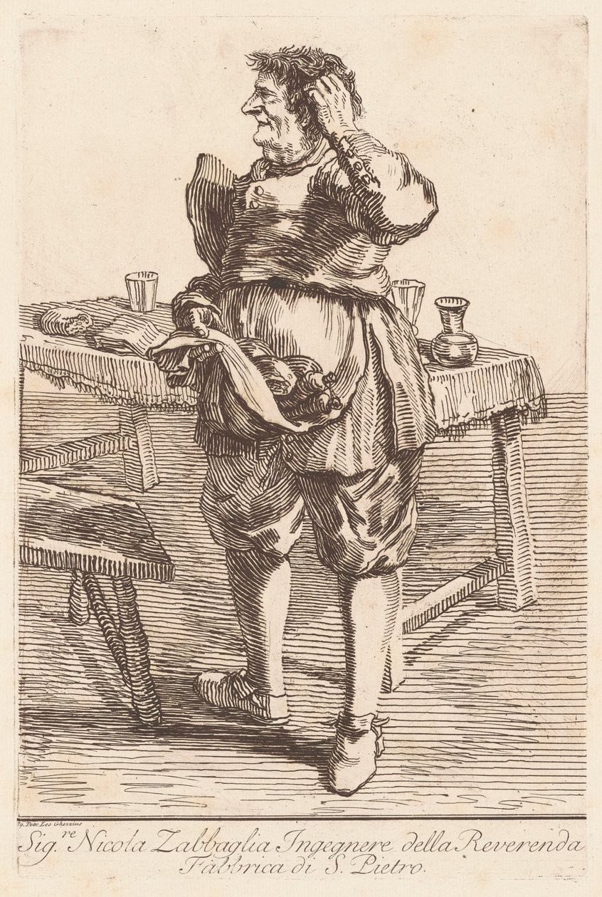 Sig. Nicola Zabbaglia door Giovanni Battista Piranesi, after Pier Leone Ghezzi
