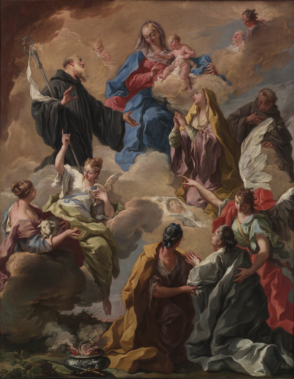 Heiligen Presenteren een Vrome Vrouw aan de Maagd en het Kind, 1720s door Giovanni Battista Pittoni