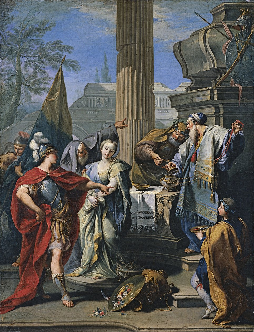 Het offer van Polyxena door Giovanni Battista Pittoni