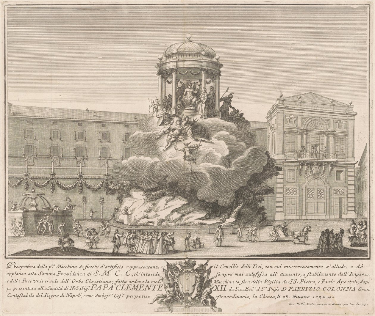 De Prima Macchina voor de Chinea van 1732: De Raad van de Goden door Giovanni Battista Sintes, after Nicola Michetti