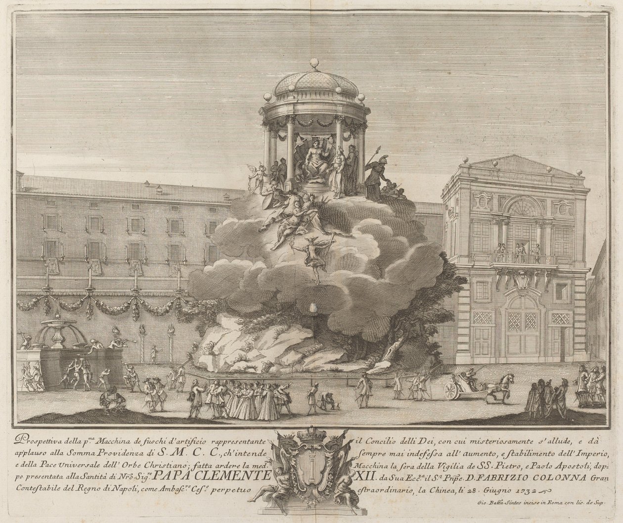 De Raad van de Goden, voor het "Chinea" Festival door Giovanni Battista Sintes probably after Nicola Michetti