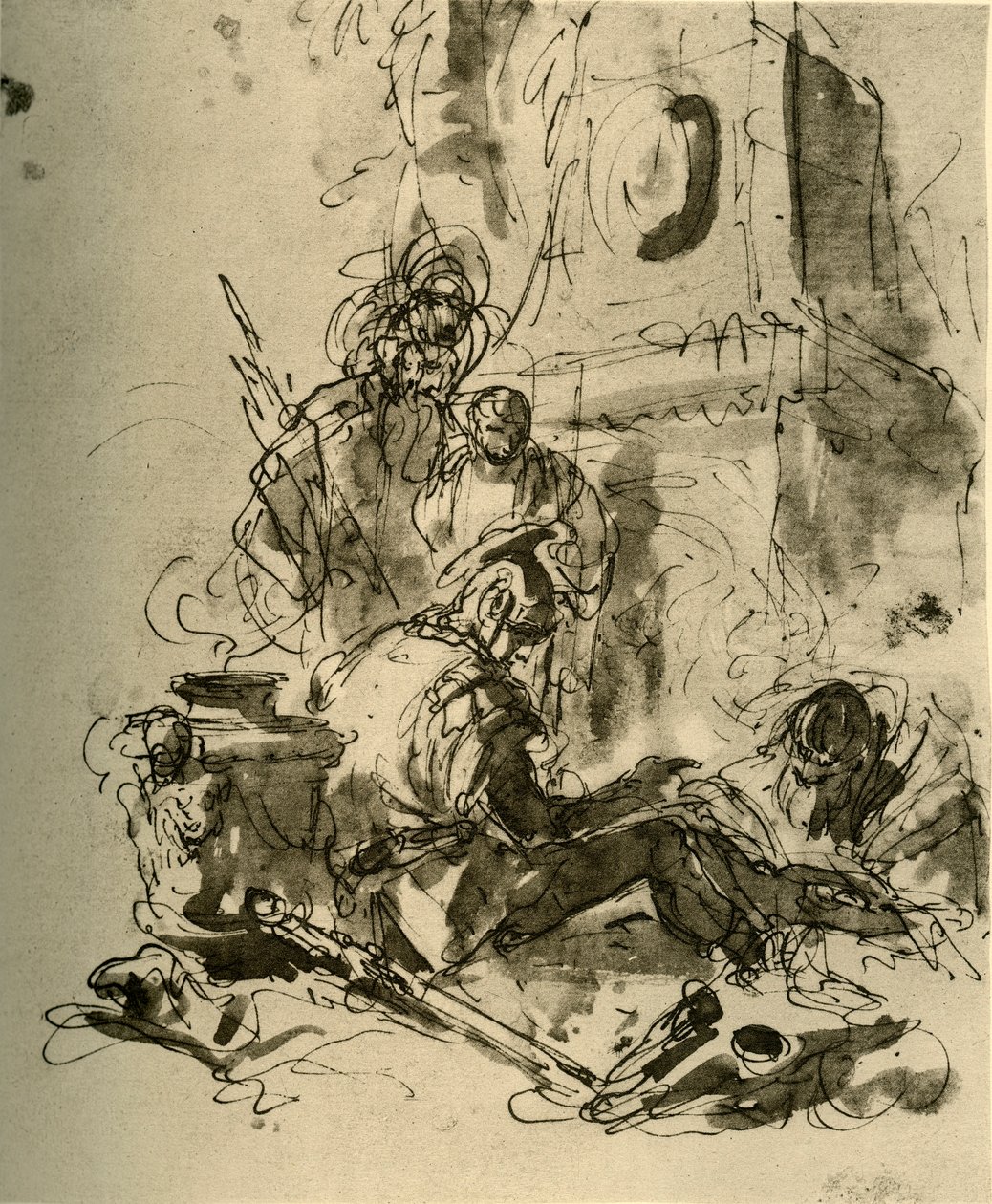 Een soldaat zittend, midden 18e eeuw, 1928 door Giovanni Battista Tiepolo