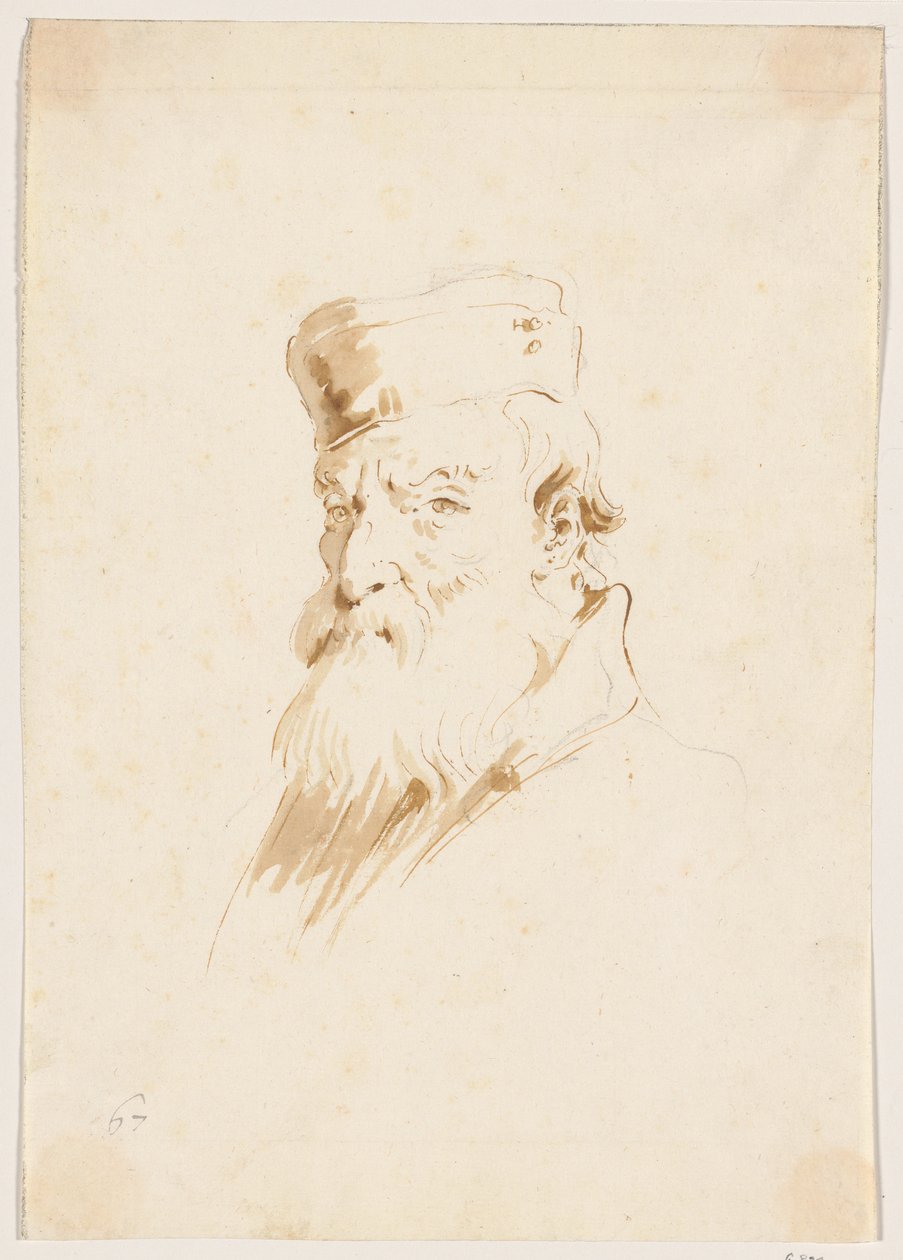 Een man met een baard die een pet draagt door Giovanni Battista Tiepolo