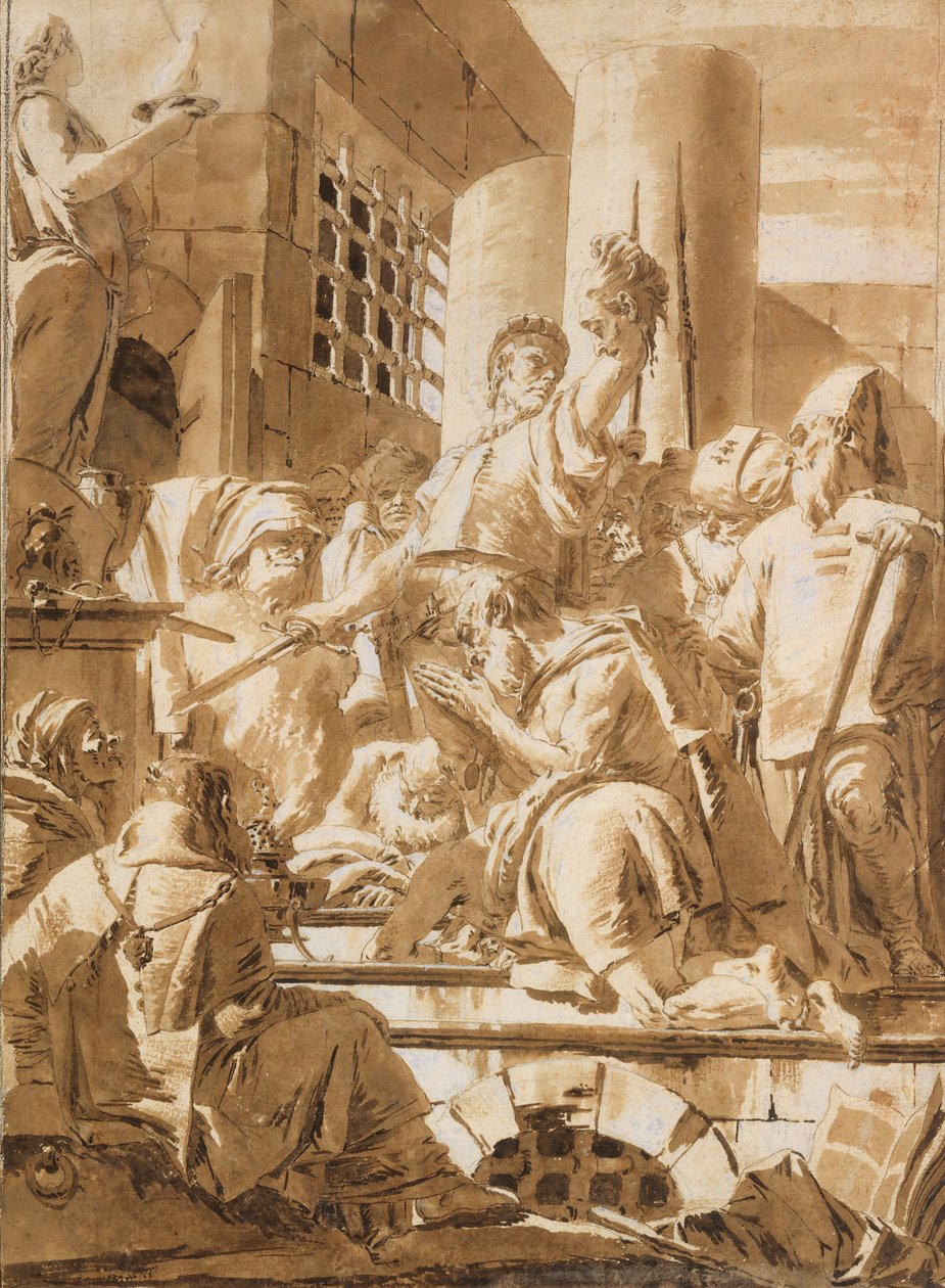 Onthoofding van twee mannelijke heiligen, 1696-1770 door Giovanni Battista Tiepolo