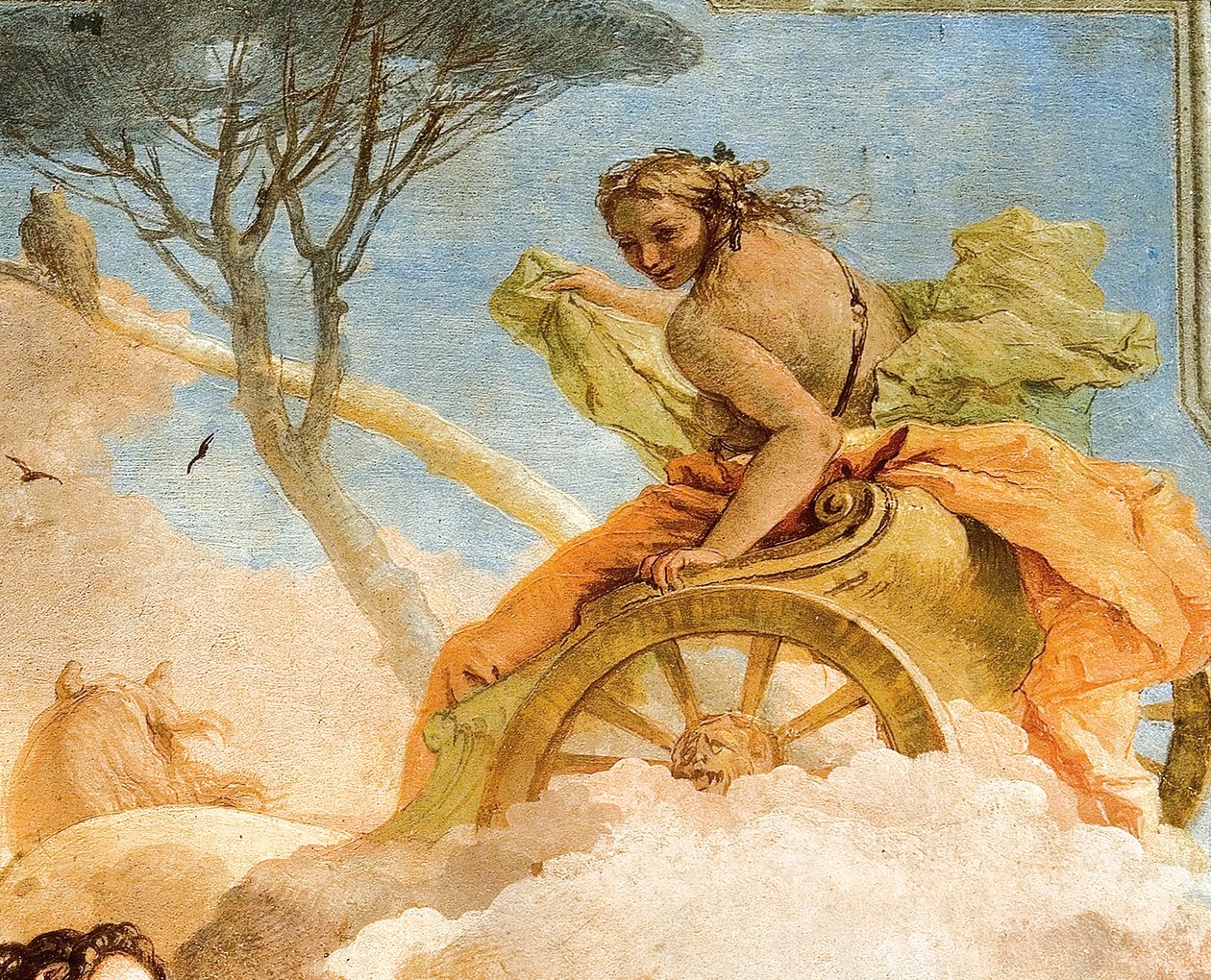 Detail van Armida, uit Armida ontvoert de slapende Rinaldo, uit de Kamer van Jeruzalem Bevrijd in de Palazzina, 1757 door Giovanni Battista Tiepolo