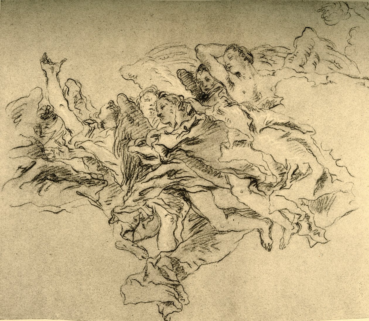 Groep zwevende Engelen door Giovanni Battista Tiepolo