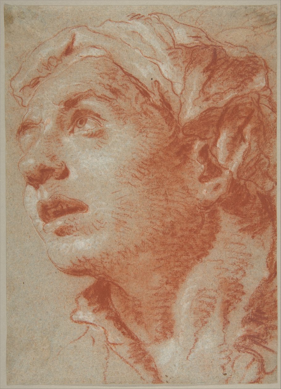 Hoofd van een jonge man in driekwartaanzicht door Giovanni Battista Tiepolo